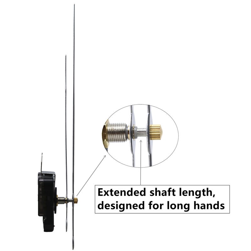 TIKROUND Quartz DIY Wall Clock Movement Mechanisms Battery Powered DIY Repair Parts Replacement with 260 mm/ 10.2 Inch Long Spade Hands,3/10 Inch Maximum Dial Thickness,29/32 Inch Total Shaft Length. - Image 3